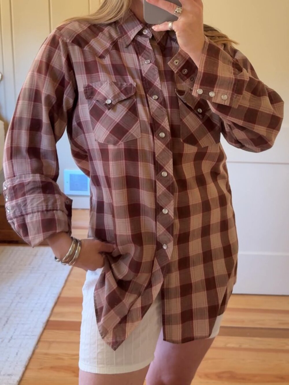 VINTAGE Plaid Pearl Snap Shirt